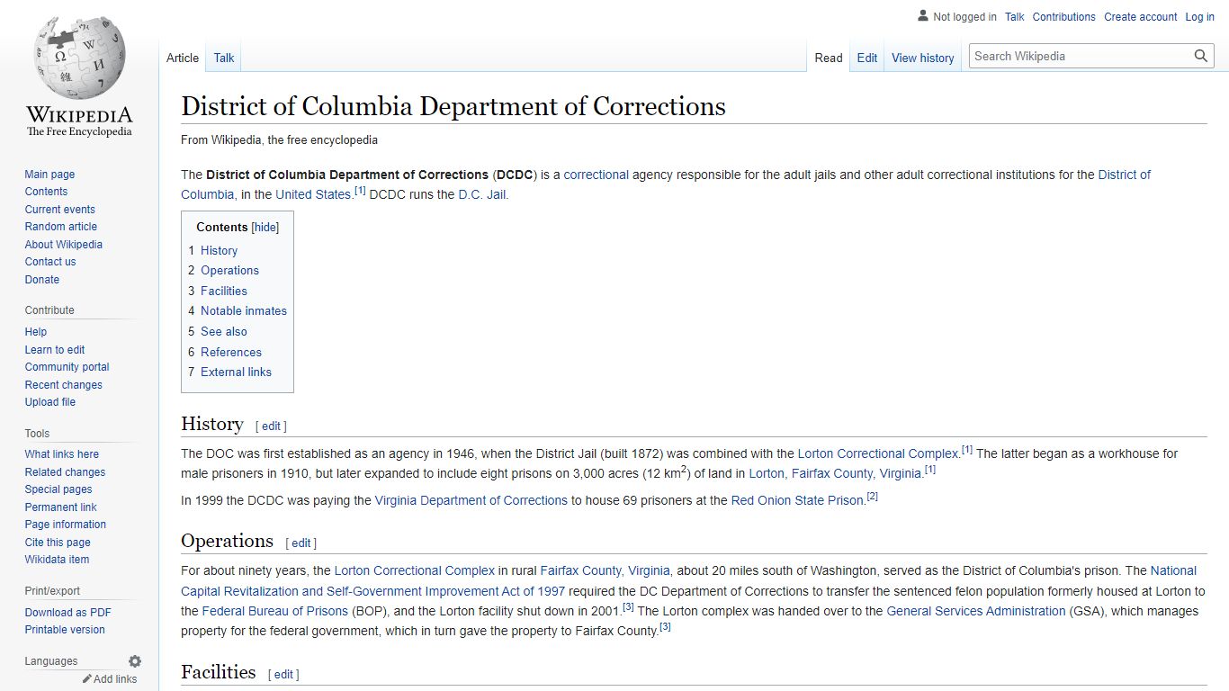 District of Columbia Department of Corrections - Wikipedia